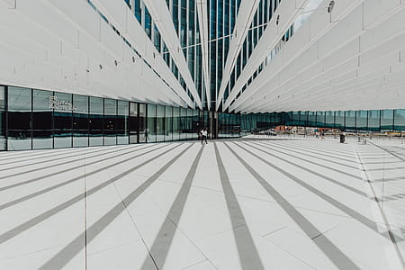 Modern white building, EDP Headquarters of architect Aires Mateus, Lisbon, Portugal thumbnail