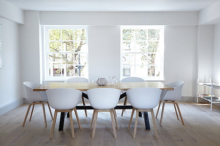 empty brown and white table set thumbnail