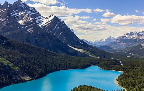 body of water surrounded by mountain at daytime thumbnail