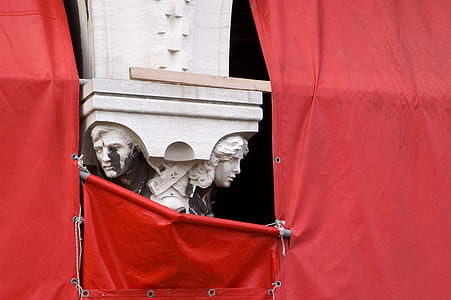 concrete statue covered by curtain thumbnail