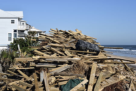 pile of wooden planks near body of water thumbnail