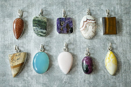 assorted-color gemstone pendant lot thumbnail