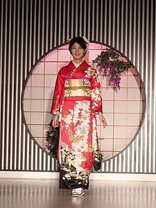 woman wearing floral kimono dress thumbnail