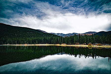 landscape, mountains, nature, water thumbnail