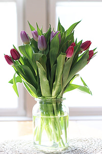 unbloomed flowers on glass vase thumbnail