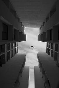 Grayscale Photo of Airplane thumbnail
