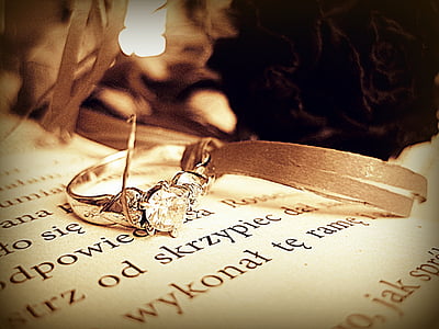 silver-colored clear gemstone ring on paper thumbnail