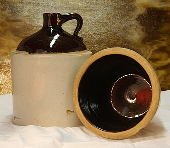 brown and white stoneware jug thumbnail