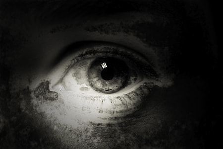grayscale photography of right human eye thumbnail