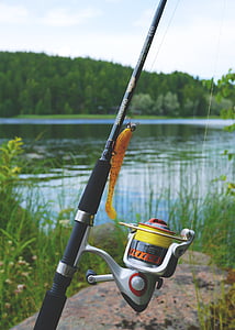 black and silver fishing rod thumbnail