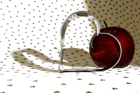 red apple and silver heart decoration thumbnail