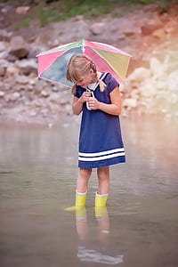 girl wearing blue dress and holding umbrella thumbnail