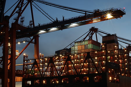 silhouette photography of crane thumbnail
