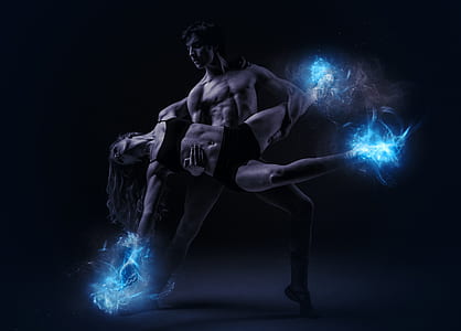 man and woman dancing with light effects thumbnail