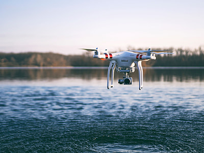 Drone flying over the lake thumbnail