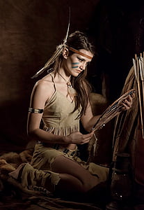 Native American woman holding dreamcatcher thumbnail