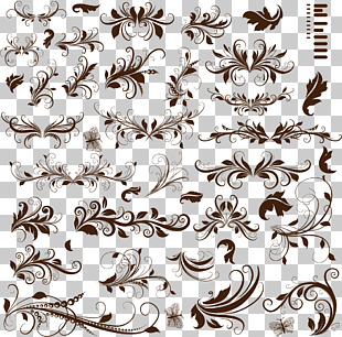 Ornament Flower Art, Vintage lace material, black and white wall paper PNG clipart
