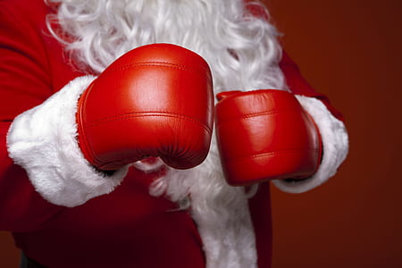 Santa Claus wearing red boxing gloves thumbnail