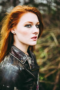 woman wearing black leather jacket thumbnail