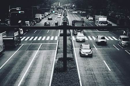 grayscale photography of night street thumbnail