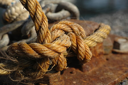 brown rope tied on steel frame thumbnail