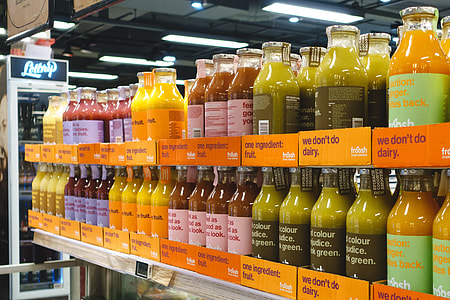 Fruit juices in supermarket thumbnail