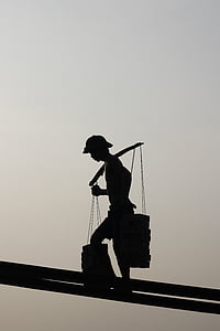 silhouette of man walking on stick thumbnail