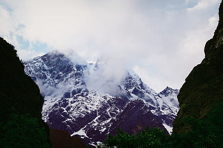 Snow Covered Mountain Under Cloudy Sky thumbnail