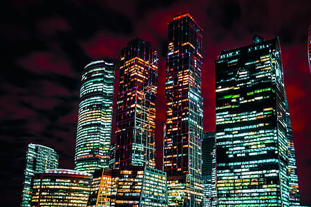 lighted high-rise buildings thumbnail