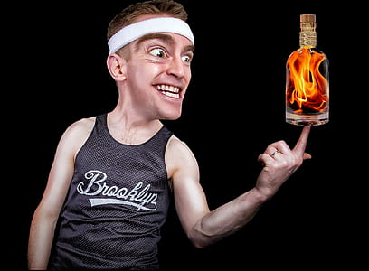man holding flaming bottle sticker thumbnail