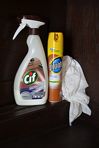 Cif spray bottle beside wood spray can thumbnail