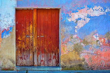 closed red wooden door thumbnail