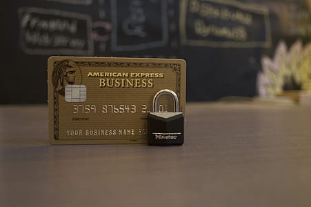 black padlock beside American Express business card thumbnail
