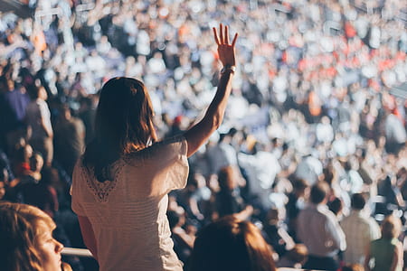 selective focus photography of person raising right hand thumbnail