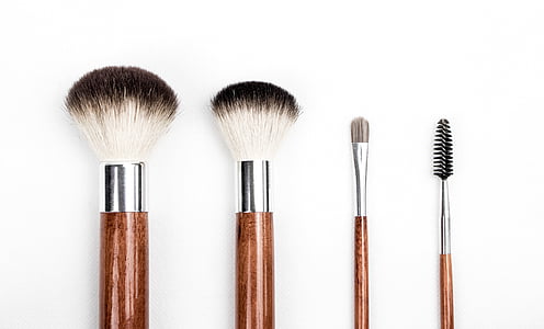 four brown handle make-up brushes thumbnail