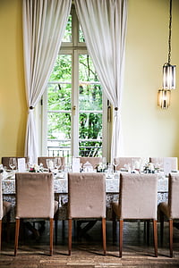 white and brown dining table thumbnail