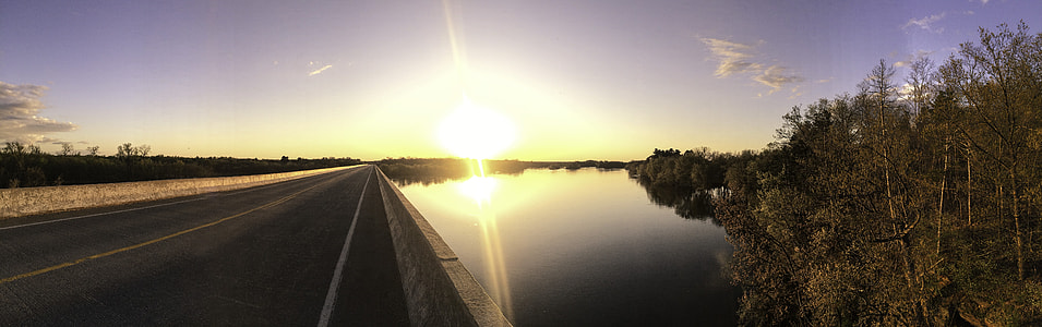 Sunset Landscape Panorama at a bridge crossing over the Wisconsin River thumbnail