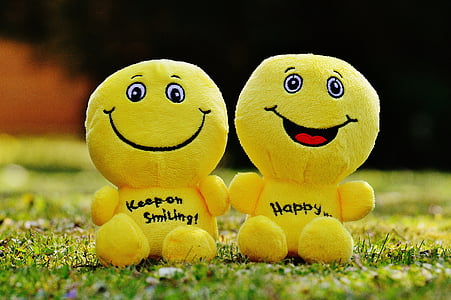 two yellow plush toys on green grasses thumbnail