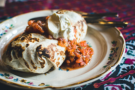 Mexican burrito with cream thumbnail