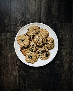 aerial view photography of cookies on white plate thumbnail