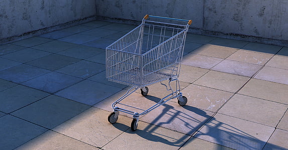 silver shopping cart under sunny sky thumbnail