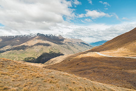 snow, road, landscape, mountains thumbnail