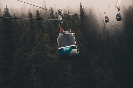 cable cars with foggy trees background thumbnail