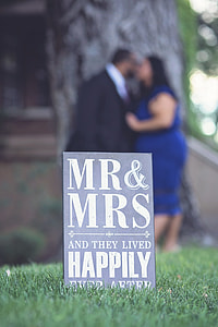 Mr.&Mrs. poster on green grass thumbnail