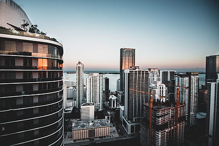 high-ground photo of glass skyscrapers during day thumbnail