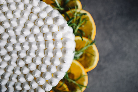 Meringue Cake with whipped cream and oranges thumbnail