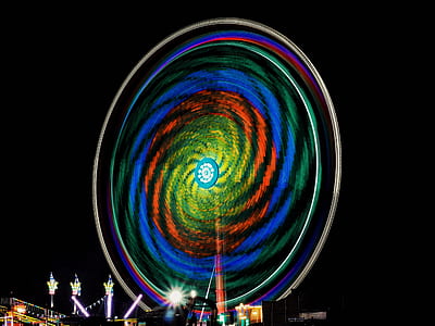 time lapse photography ferris wheel at nighttime thumbnail