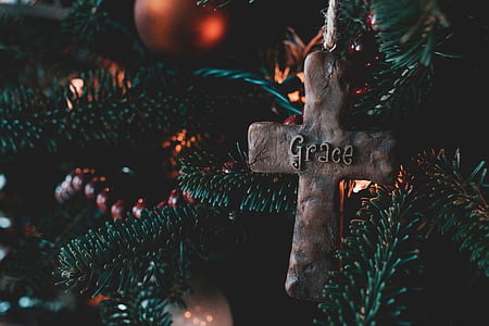 crucifix on Christmas tree thumbnail