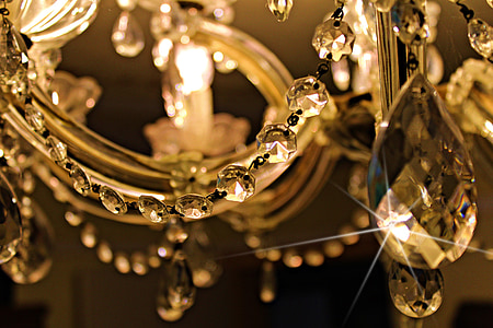 close view of a crystal chandelier thumbnail
