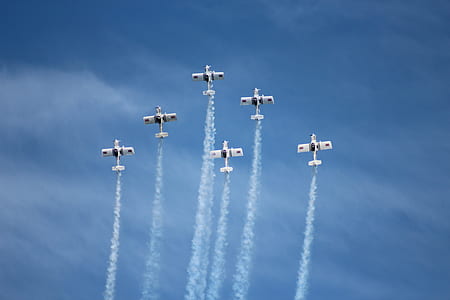 low angle photo of air show thumbnail